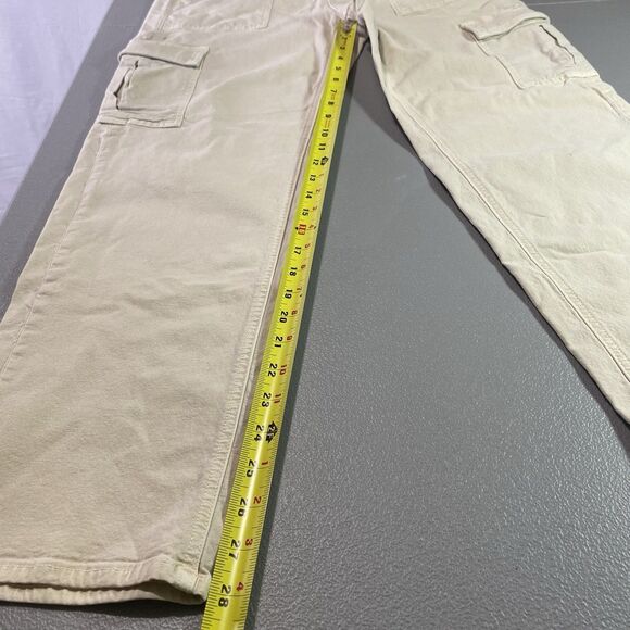 AMERICAN EAGLE Cargo Pants Stretch Straight Leg Twill Y2K 90s Womens 10 Beige - Picture 8 of 13